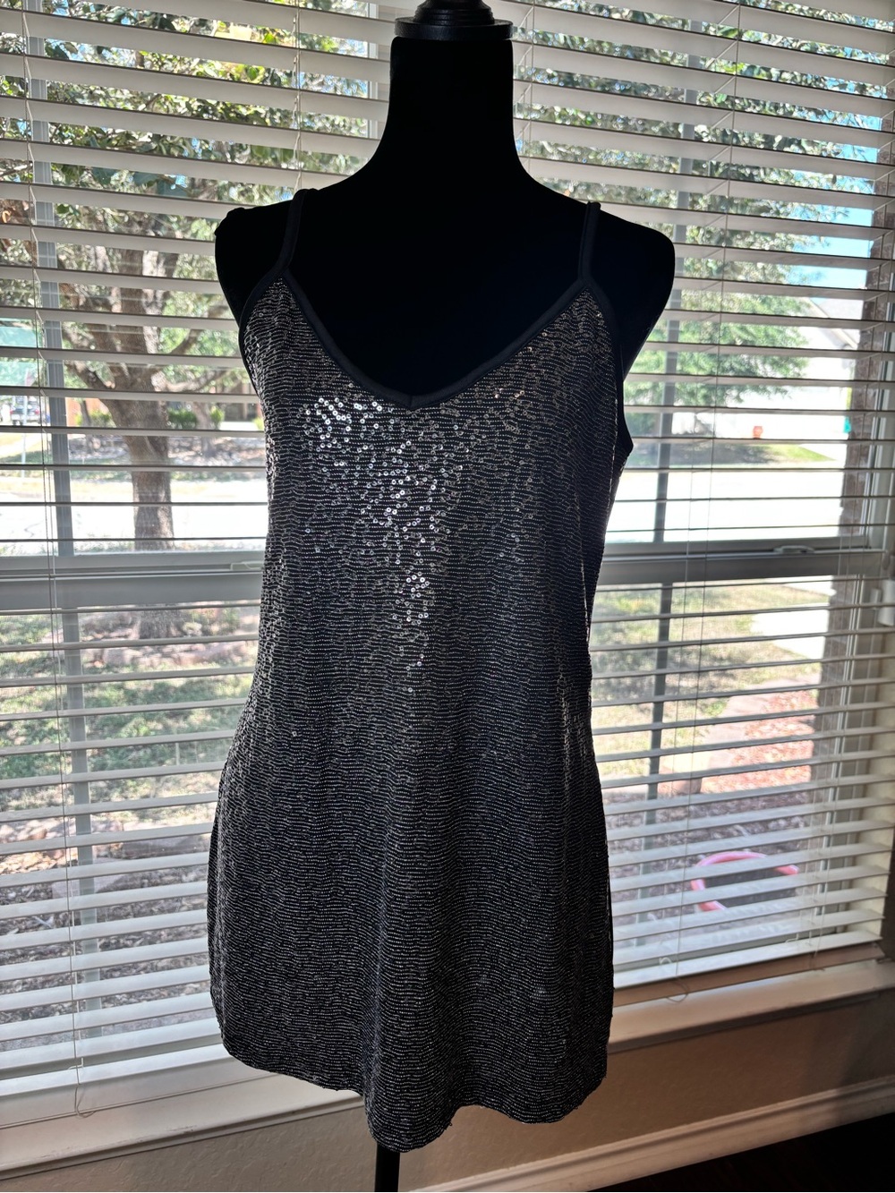 Vanity Sequined Black Tank Top Size XL